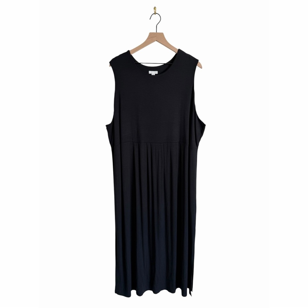 J. Jill Sleeveless Jersey Stretch Midi Dress Black Size 3X NWT